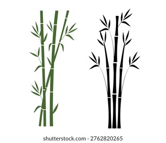 Bamboo vector illustration. Bamboo tree vector, icon. Set of bamboo silhouette on white background. Illustration of bamboo tree. Vector illustration.