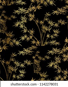 bamboo vector seamless japanese chinese pattern gold black traditional