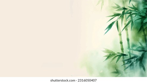 Bamboo watercolor background vector illutration