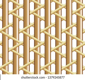 Bamboo weave. Seamless weaving basket pattern texture background. Vector illustration.
