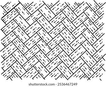 bamboo weaving vector, black and white 