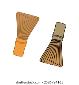 Bamboo Whisk Matcha Vector Illustration, Matcha Whisk Vector Image, Equipment Bamboo Whisk for Matcha Green Tea Vector Image.