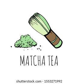 Bamboo whisk, tea ceremony symbol cartoon vector Illustration.