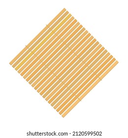 Bamboo wicker plate empty vector or asian straw weave tray top view wooden mat for traditional dish isolated flat cartoon closeup illustration