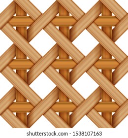 Bamboo Wood Weaving Pattern, Natural Wicker Texture Surface Theme Concept, Vector Illustration