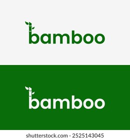 Bamboo word logo with green bamboo tree icon