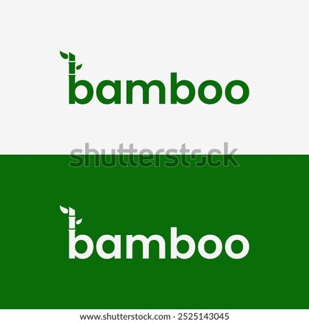 Bamboo word logo with green bamboo tree icon