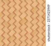 Bamboo woven concept. Traditional asian pattern, rustic handicraft decor. Wicker texture for basket. Fabric or textile formed by weaving. Background from natural wooden material vector illustration.