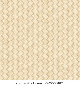 Bamboo woven concept. Traditional asian pattern, rustic handicraft decor. Wicker texture for basket. Fabric or textile formed by weaving. Background from natural wooden material vector illustration.