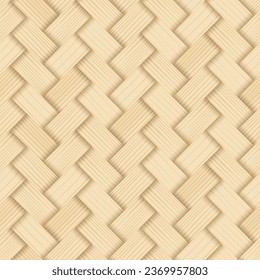 Bamboo woven concept. Traditional asian pattern, rustic handicraft decor. Wicker texture for basket. Fabric or textile formed by weaving. Background from natural wooden material vector illustration.