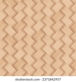 Bamboo woven concept. Traditional asian pattern, rustic handicraft decor. Wicker texture for basket. Fabric or textile formed by weaving. Background from natural wooden material vector illustration.