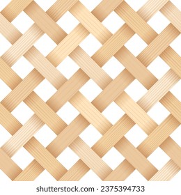 Bamboo woven concept. Traditional asian pattern, rustic handicraft decor. Wicker texture for basket. Fabric or textile formed by weaving. Background from natural wooden material vector illustration.