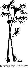 Bamboos tree with branch vector illustration