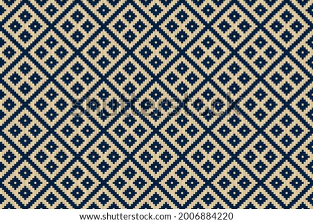 Bamboo-stripes Basketwork Seamless pattern. Blue-orange natural colors, vector illustration. For printing, covering or packaging design, wallpaper, ceiling.