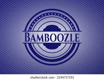 Emblema de bambú con fondo jean de alta calidad. Ilustración vectorial. Detallado. 