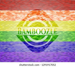 Bamboozle on mosaic background with the colors of the LGBT flag