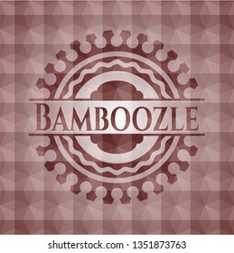  Bamboozle red polygonal badge. Seamless.