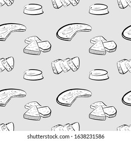 Bammy seamless pattern greyscale drawing. Useable for wallpaper or any sized decoration. Handdrawn Vector Illustration