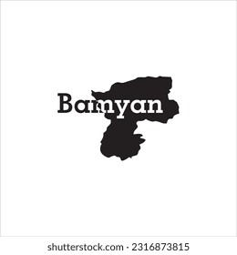 Bamyan map and black lettering design on white background