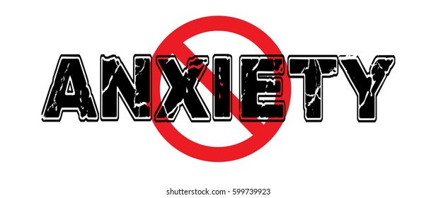 Ban Anxiety, the tendency to worry, to be nervous about an upcoming event, or generalized unease.  Vector EPS-10 file, transparency used. 