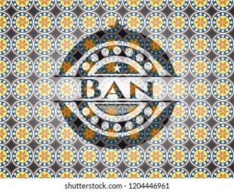 Ban arabic badge. Arabesque decoration.