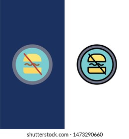 Ban, Banned, Diet, Dieting, Fast  Icons. Flat and Line Filled Icon Set Vector Blue Background