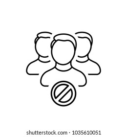 Ban, block users group contact. Stop team. Profile icon. Vector line
