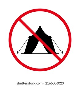 Ban Camping Tent Black Silhouette Icon Stock Vector (Royalty Free ...