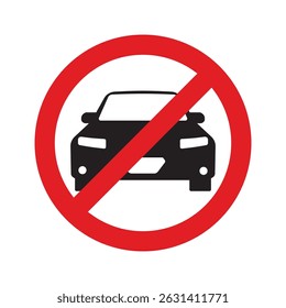 Ban car, auto black silhouette icon. Forbid vehicle transport. Automobile in red stop symbol. No allowed wheel transport, road sign. Prohibition, Ban on movement cars. flat vector Illustration