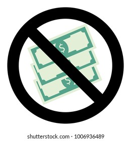 Ban cash and no bride vector. Stop cash finance, prohibition bribery and corruption illustration