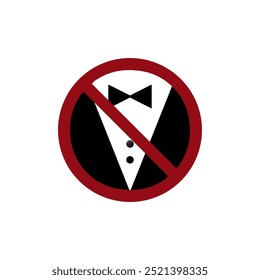 Icono de código de vestimenta prohibido. Icono de signo prohibido. Símbolo restringido del traje digital.