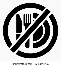 Essen verboten. Nicht mit dem Essen einnehmen. Kein Essen erlaubt. Vector-Symbol.