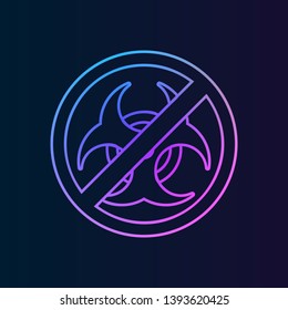 ban, forbiddance biohazard icon. Simple thin line, outline vector of ban, prohibition, forbid icons for UI and UX, website or mobile application on dark gradient background
