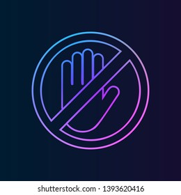 ban, forbiddance hand, arm, fist, mitt, paw, claw icon. Simple thin line, outline vector of ban, prohibition, forbid icons for UI and UX, website or mobile application on dark gradient background