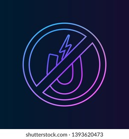 ban, forbiddance magnet, loadstone, lode icon. Simple thin line, outline vector of ban, prohibition, forbid icons for UI and UX, website or mobile application on dark gradient background
