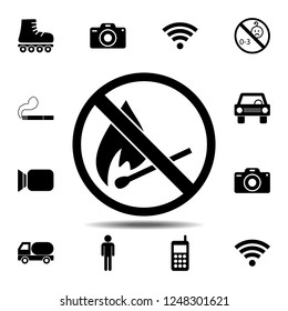 ban, forbiddance match, fire, light, flames icon. Simple outline vector element of ban, prohibition, forbiddance set icons for UI and UX, website or mobile application