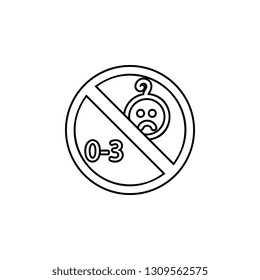 ban, forbiddance Not suitable for children under 3 years icon. Simple thin line, outline vector of Ban icons for UI and UX, website or mobile application