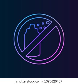 ban, forbiddance spray, sprayer, pulverizer icon. Simple thin line, outline vector of ban, prohibition, forbid icons for UI and UX, website or mobile application on dark gradient background