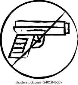 Ilustración vectorial con mano de arma de prohibición