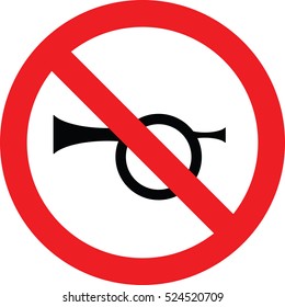 Ban horns on traffic or somewhere else sign vector illustration