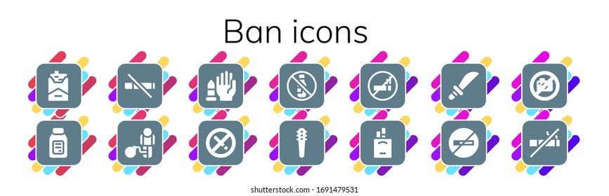 conjunto de iconos de prohibición. 14 iconos de prohibición rellenos.  Iconos modernos sencillos, como: Cigarrillos, Alcohol, Prohibición del humo, Prohibición, No hay armas, No fumar, alcohol, Armas, Cigarrillos, Fotografía