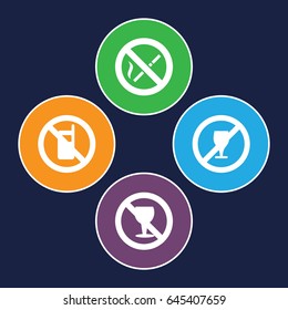 Ban icons set. set of 4 ban filled icons such as no phone