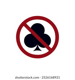 Illegales Casino-Symbol verbieten. Verbotenes Symbolzeichen. Eingeschränktes Symbol für Glücksspiel und Black Jack.