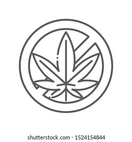 Ban leaf marijuana black line icon. Narcotic addiction. Stop cannabis sign. Pictogram for web page, mobile app, promo. UI/UX/GUI design element. Editable stroke.