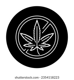 Ban leaf marijuana black line icon. Narcotic addiction. Stop cannabis sign.