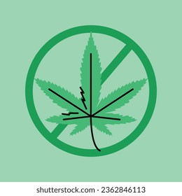 Ban leaf marihuana schwarze Linie Symbol. Sucht. Stoppt das Cannabis-Zeichen!