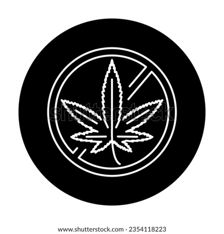 Ban leaf marijuana black line icon. Narcotic addiction. Stop cannabis sign.