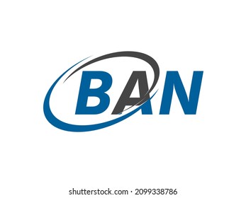 BAN letter creative modern elegant swoosh logo design