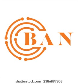 Diseño de cartas BAN. Diseño del logo de la tecnología de letras BAN sobre fondo blanco. Diseño del logo de BAN Monogram para emprendedores y empresas.