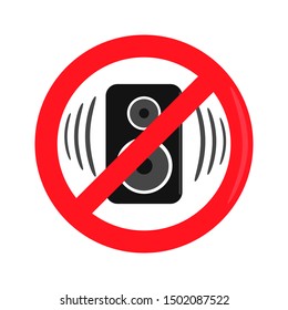 
Ban loud music vector graphic. sound speakers are crossed out.